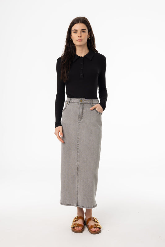 Grey Wash Everyday Denim Skirt