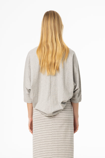 Grey Oversized Dolman 3/4 Sleeve T-Shirt