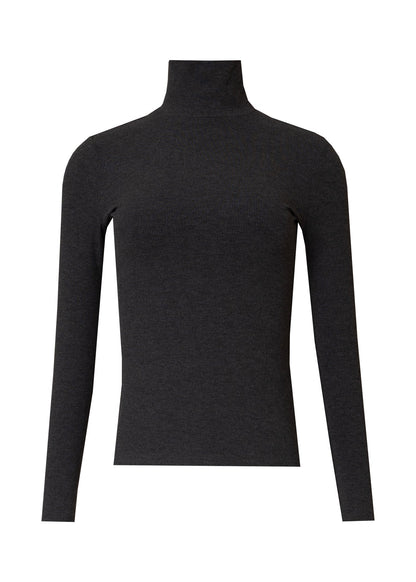 Heather Grey Ribbed Turtleneck Top
