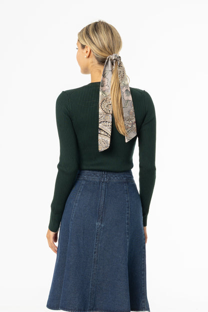 Hunter Green Button Knit Top