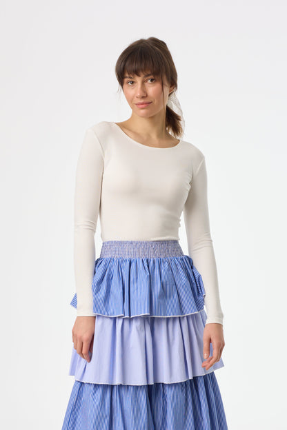 White Solid Wide Neck T-Shirt