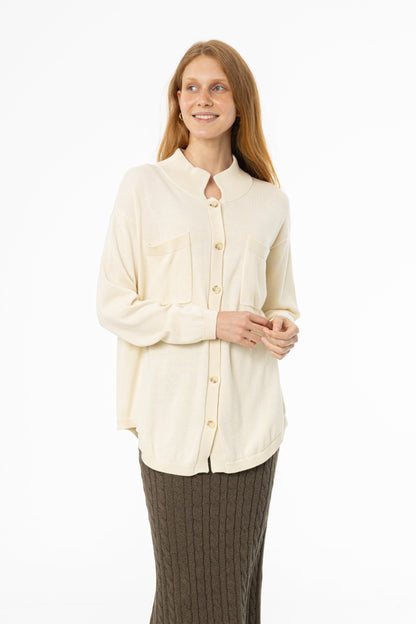 Ivory Oversized Knit Cardigan