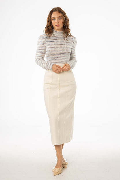 Ivory Scalloped Edge Maxi Skirt