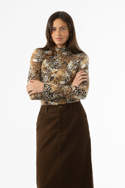 Leopard Mock Neck Top
