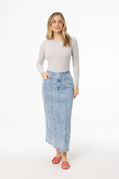 Light Blue Pocket Denim Skirt