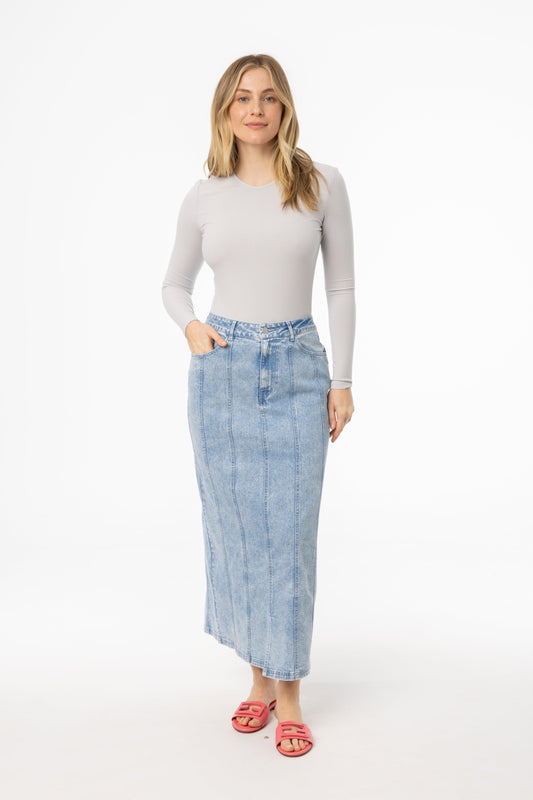 Light Blue Pocket Denim Skirt