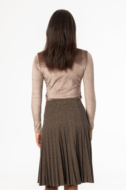 Light Brown Velvet Mock Neck Top