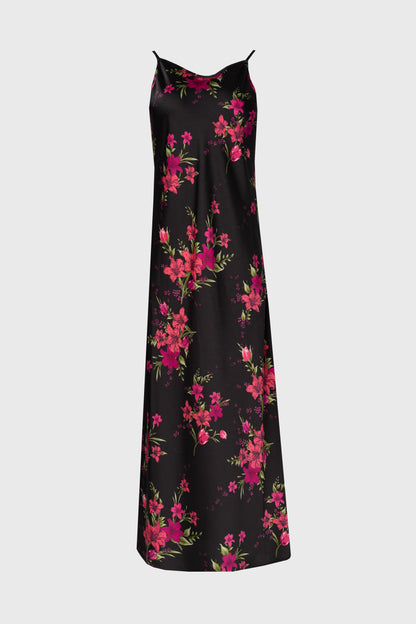 Magenta Floral Printed Slip Dress