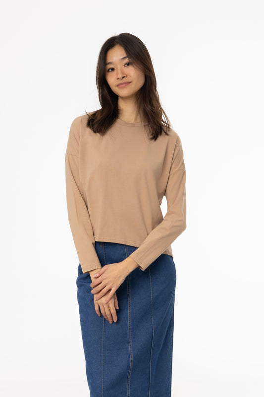 Mocha Dolman Long Sleeve T-Shirt