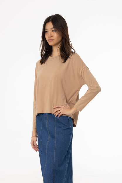 Mocha Dolman Long Sleeve T-Shirt