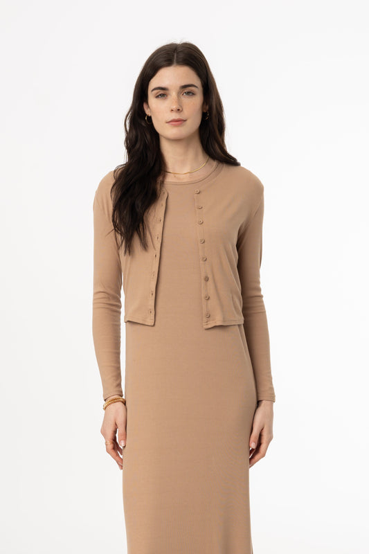 Mocha Ribbed Cardigan