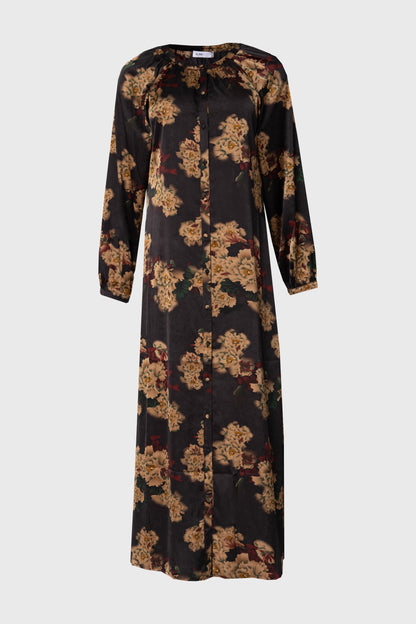 Black Multi Floral Printed Maxi Dress