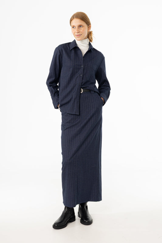 Navy Pinstripe Everyday Skirt
