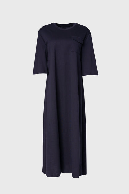 Navy Pocket Tee Shirt Maxi Dress