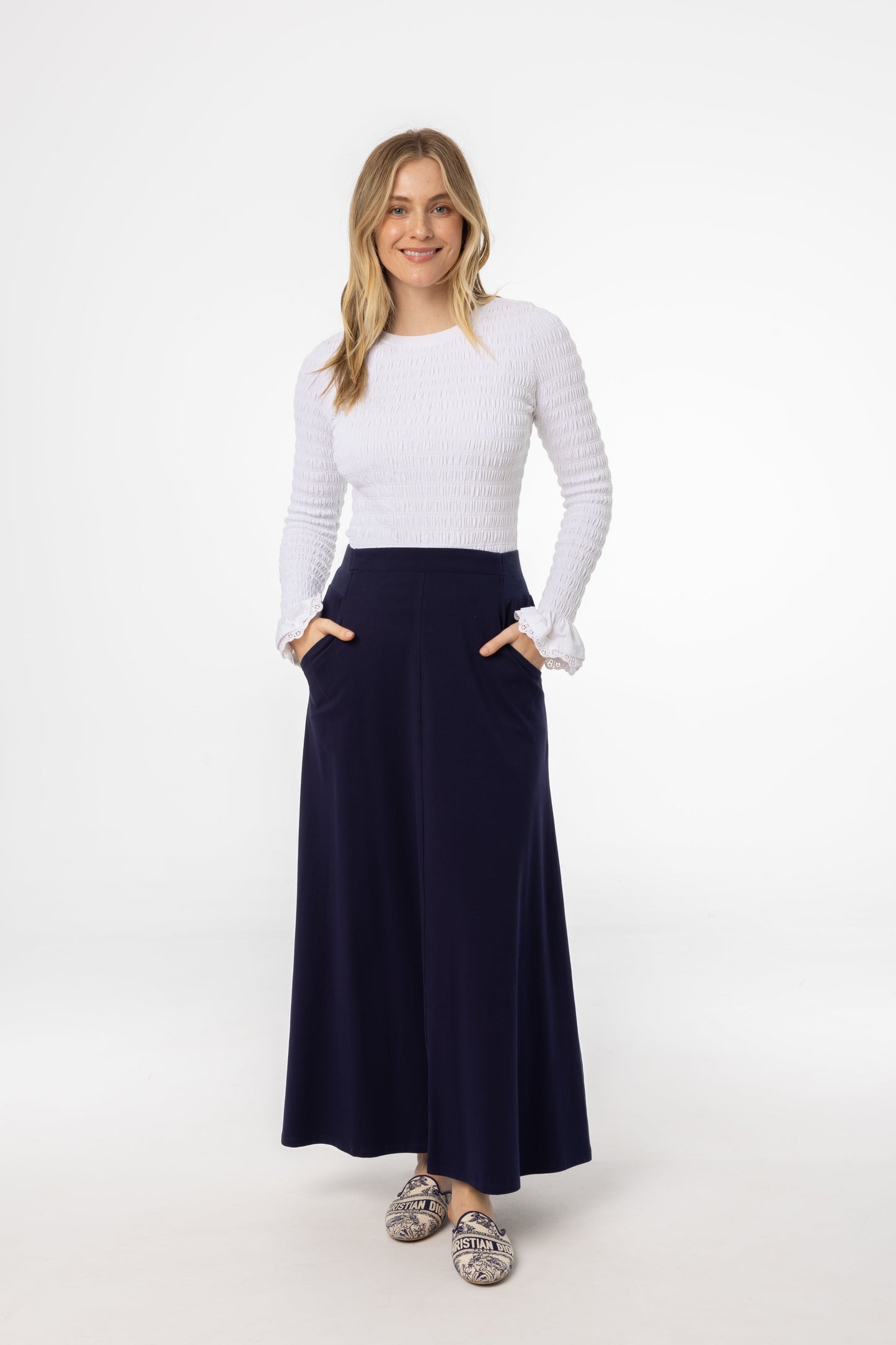 Navy Soft Stretch Maxi Skirt