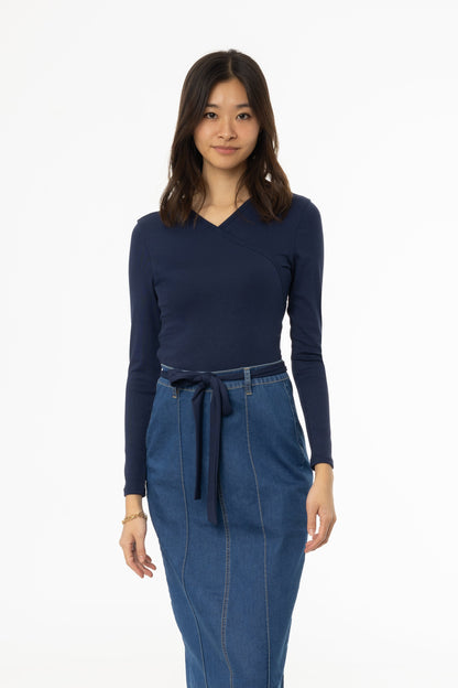 Navy Solid Wrap T-Shirt