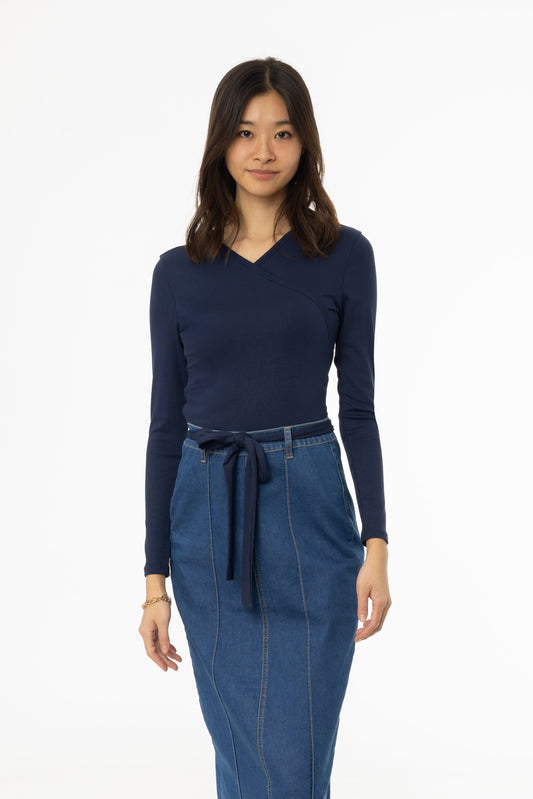 Navy Solid Wrap T-Shirt