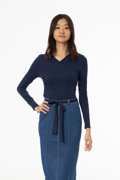Navy Solid Wrap T-Shirt