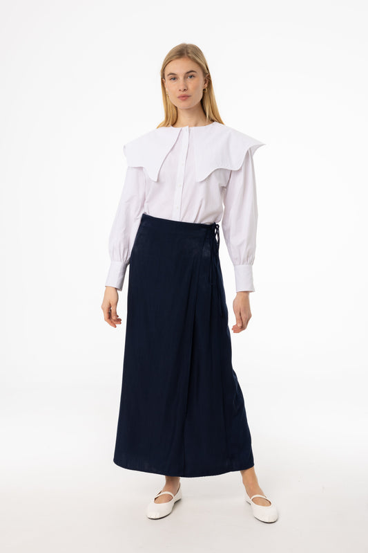 Navy Wrap Skirt