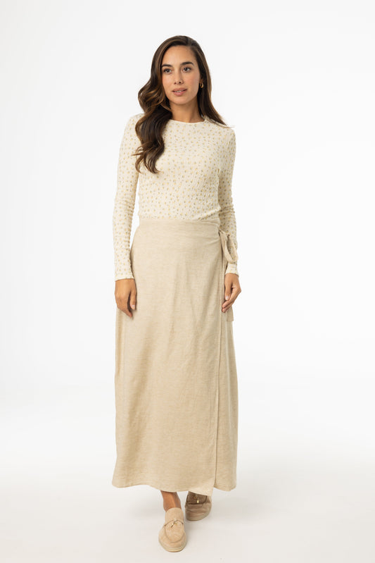 Oatmeal Linen Wrap Skirt