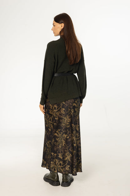 Green Paisley Printed Slip Skirt