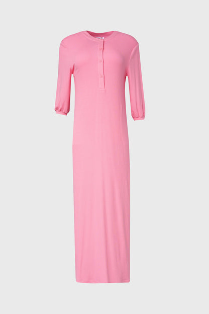 Pink 3/4 Sleeve Maxi Dress