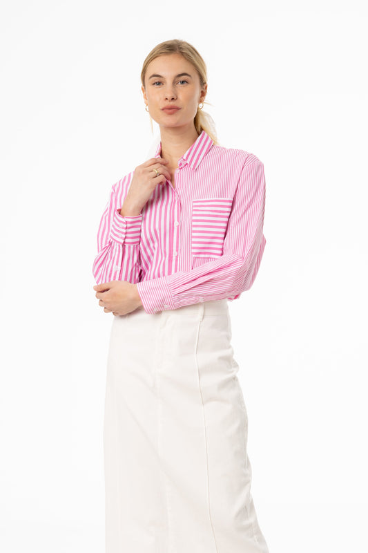 Pink Stripe Combo Blouse