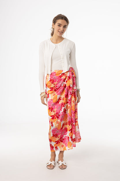 Pink Floral Printed Sarong
