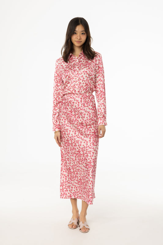 Pink Floral Printed Slip Skirt
