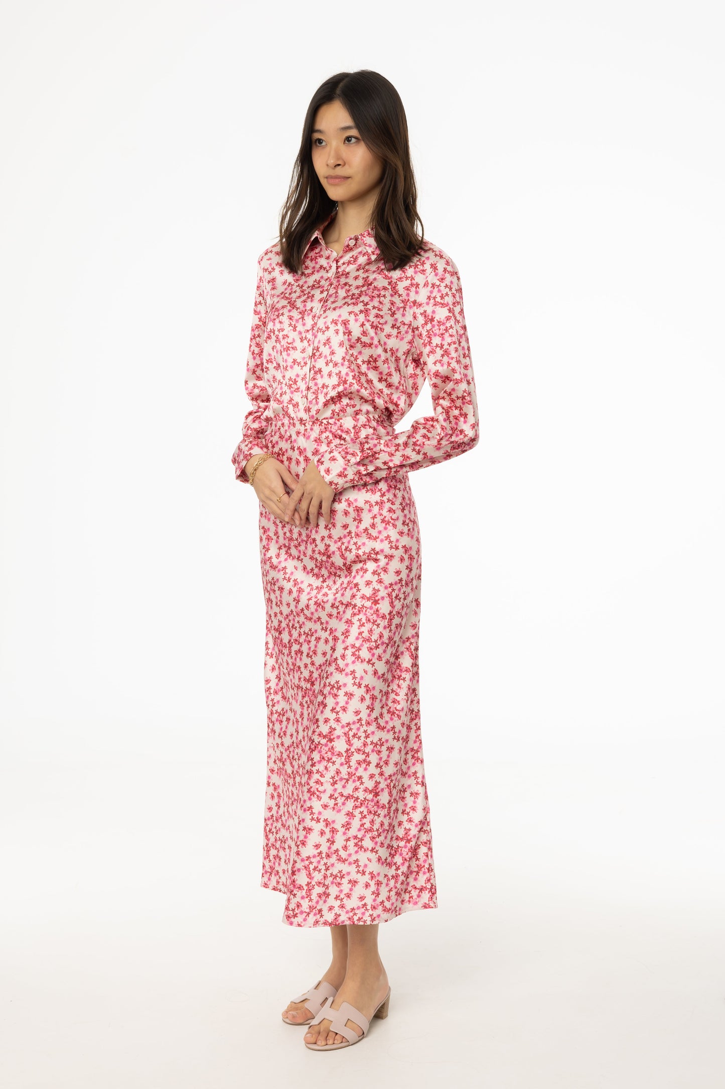 Pink Floral Printed Slip Skirt