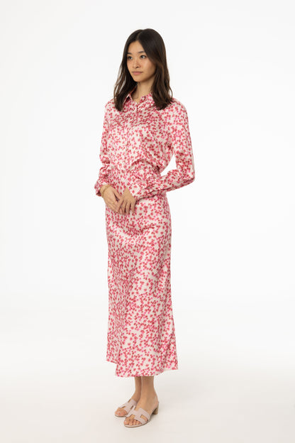 Pink Floral Printed Slip Skirt