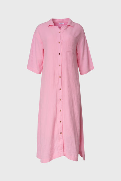Pink Gauze Button Down Maxi
