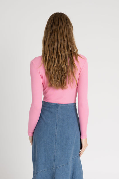 Pink Long Sleeve Ribbed Tee