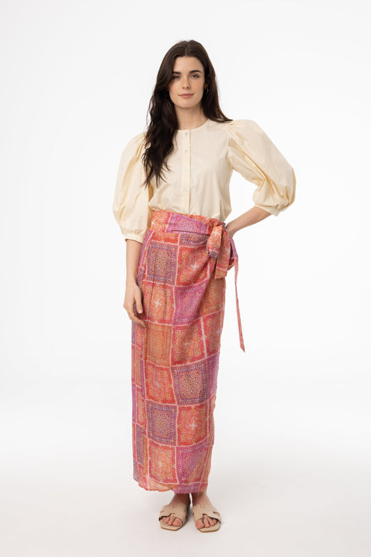 Pink Paisley Printed Wrap Skirt