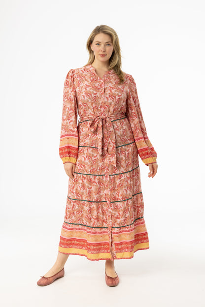 Pink Paisley Tiered Maxi Dress
