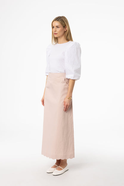 Pink Scalloped Maxi Skirt