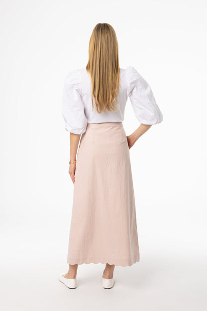 Pink Scalloped Maxi Skirt