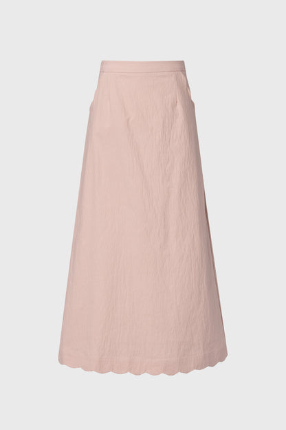 Pink Scalloped Maxi Skirt