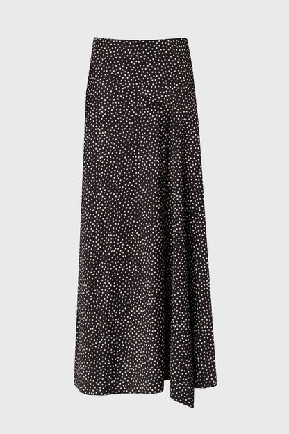 Black Polka Dot Asymmetrical Flare Skirt