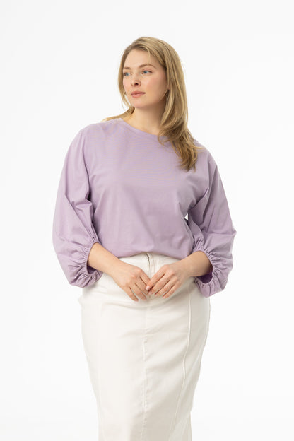 Purple Gathered Sleeve T-Shirt