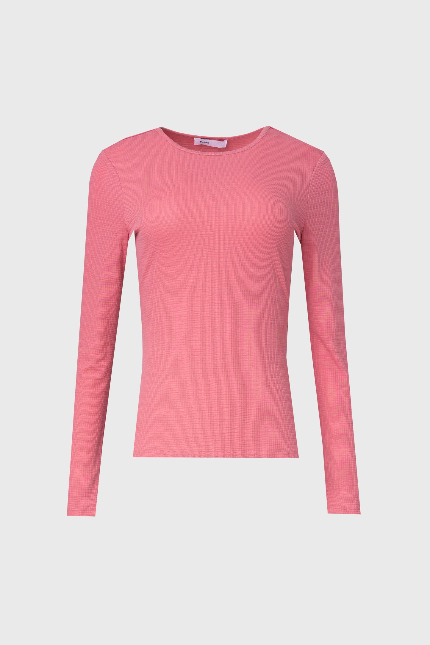 Raspberry Waved Round Neck Long Sleeve T Shirt