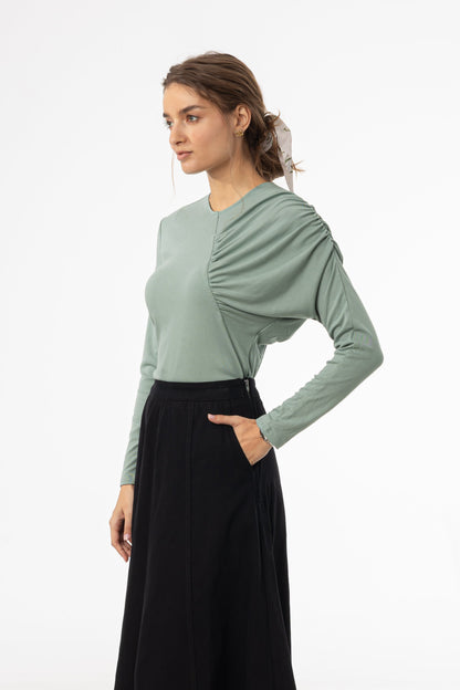 Seafoam Side Ruched Top