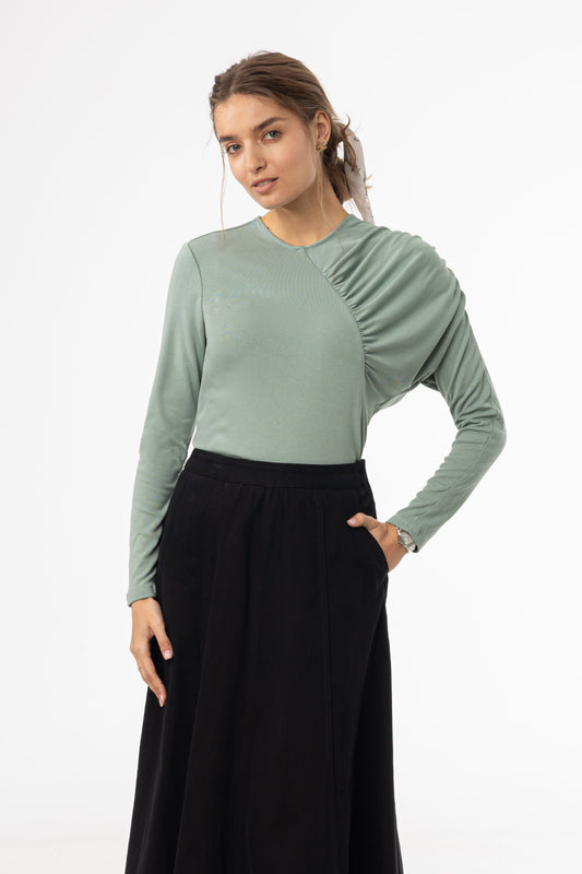 Seafoam Side Ruched Top