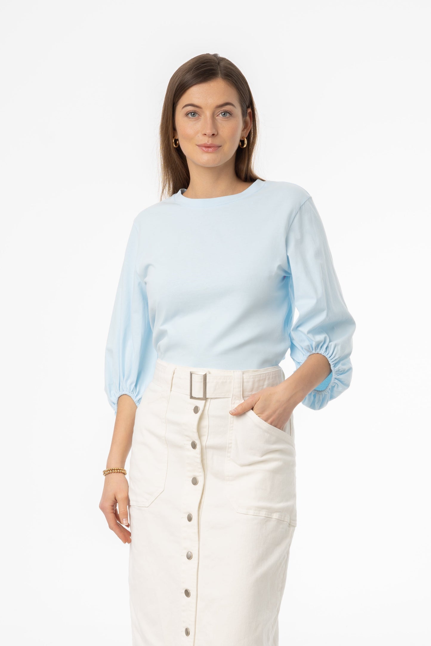 Sky Gathered Sleeve T-Shirt