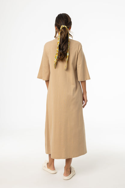 Tan Pocket Tee Shirt Maxi Dress