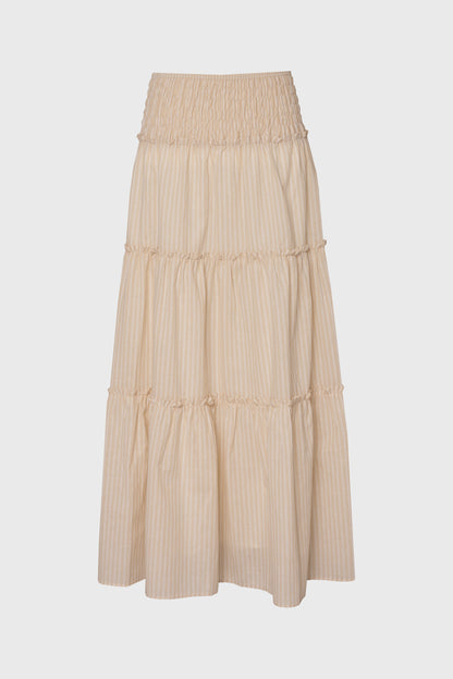 Tan Striped Maxi Skirt
