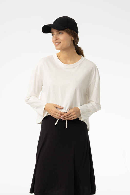 White High Low Drawstring Tee