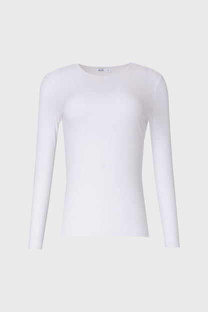 White Long Sleeve Ribbed Tee