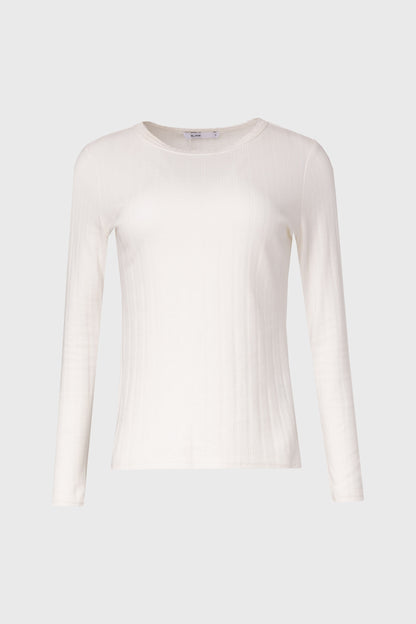 White Pointelle Scalloped T-Shirt