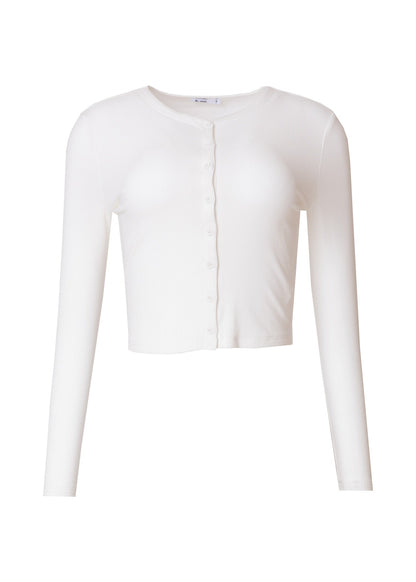 White Ribbed Cardigan